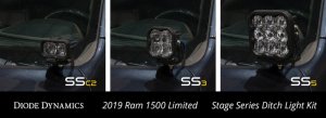 Ram 1500 LED Light Pods - Diode Dynamics - Stage Series Pro White Combo - White - `19-`24